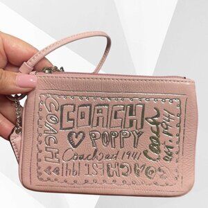 COACH POPPY PINK AND SILVER WRISTLET - NWOT